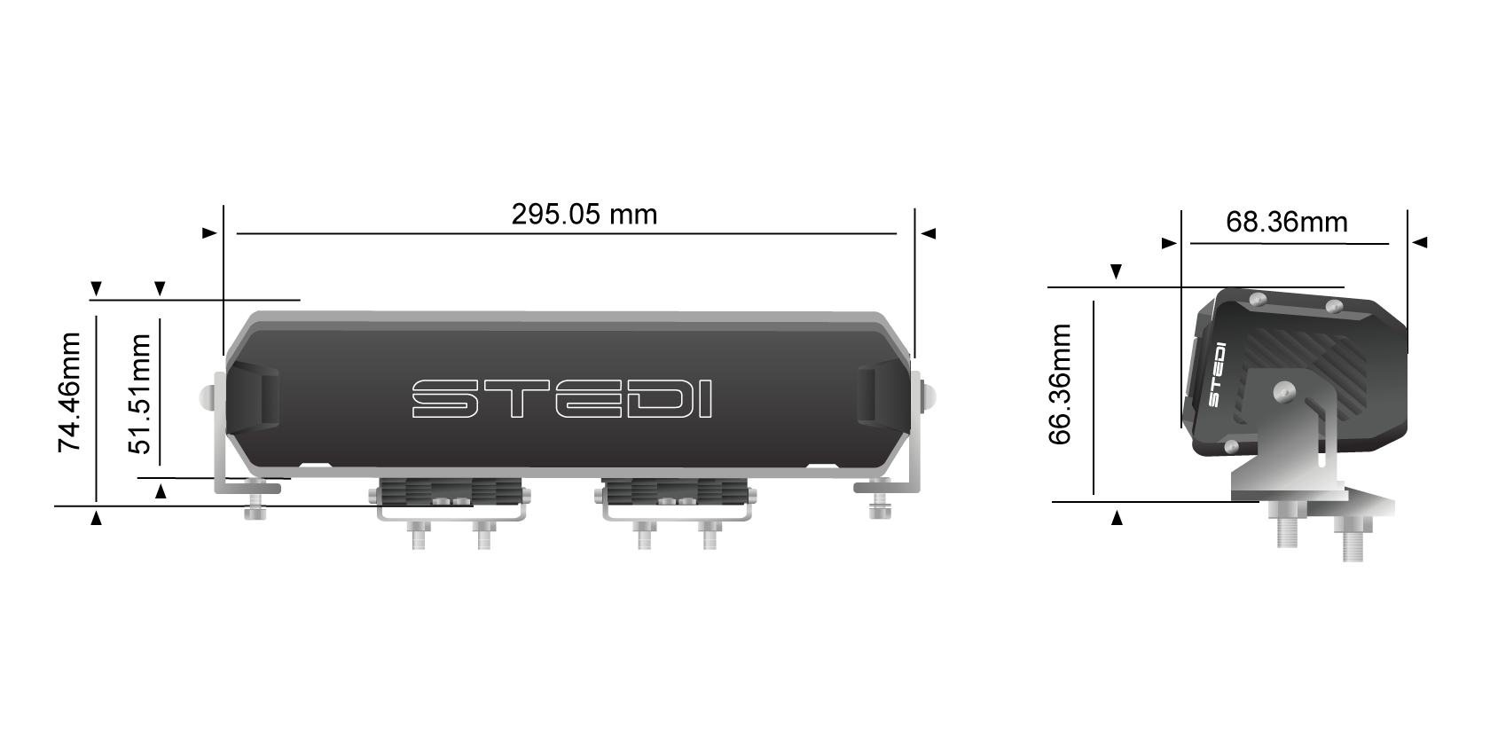 STEDI Sport Plus Single Row 11.5 inch 8 LED Light Bar